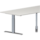 Schäfer Shop Genius Table de réunion MODENA FLEX, hauteur ajustable, en forme de trapèze, pieds en T, l. 1600 x P 800 x H 650 - 850 mm, gris clair 