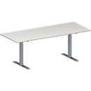 Schäfer Shop Genius Table de réunion MODENA FLEX, hauteur ajustable, rectangulaire, pieds en T, l. 2000 x P 800 mm, gris clair 
