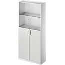 Schäfer Shop Genius TETRIS SOLID combination cabinet, 6 AA, glass doors and hinged doors, W 1000 mm, lockable, glass/light grey/white aluminium