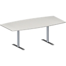 Schäfer Shop  Genius Vergadertafel MODENA FLEX, in hoogte verstelbaar, bootvorm, T-poot ronde buis, B 2000 x D 1000/800 mm, lichtgrijs