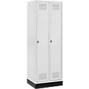Schäfer Shop Genius Vestiaire sur socle, 2 compartiments, serrure de sécurité à came batteuse, gris clair/gris clair