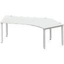 Schäfer Shop Genius Winkelschreibtisch MODENA FLEX 135°, Ansatz rechts, 4-Fuss-Quadratrohr, B 2165 mm, lichtgrau