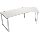 Schäfer Shop Genius Winkelschreibtisch MODENA FLEX, 135°, Bügelfuss, Ansatz rechts, B, B 2165 mm, lichtgrau