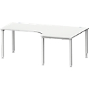 Schäfer Shop Genius Winkelschreibtisch MODENA FLEX 90°, Ansatz rechts, C-Fuss-Rundrohr, B 2000 mm, lichtgrau