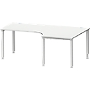 Schäfer Shop Genius Winkelschreibtisch MODENA FLEX 90°, Ansatz rechts, T-Fuß-Rundrohr, B 2000 mm, lichtgrau