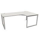 Schäfer Shop Genius Winkelschreibtisch MODENA FLEX, 90°, Bügelfuss, Ansatz rechts, B 2000 mm, lichtgrau