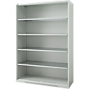 Schäfer Shop Genius zwaar metalen legbord FS, plaatstaal, B 1055 x D 620 x H 1950 mm, 5 OH, lichtgrijs, tot 1000 kg
