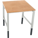 Schäfer Shop Pure Arbeitstisch AST31, manuell höhenverstellbar, Multiplex-Platte, 4-Fuß, bis 500 kg, B 750 x T 800 x H 805-1035 mm, lichtgrau/Buche