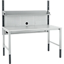 Schäfer Shop Pure Arbeitstischsystem AST31, inkl. Aufbauten, B 1500 mm, manuell höhenverstellbar, Melaminplatte, 4-Fuß, bis 500 kg, lichtgrau