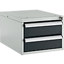 Schäfer Shop Pure Bloc-tiroirs 411, pour tables de travail AST31, montage à gauche/à droite, 2 tiroirs, verrouillable, jusqu'à 50 kg, acier, gris clair/anthracite