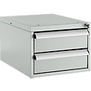 Schäfer Shop Pure Bloc-tiroirs 411, pour tables de travail AST31, montage à gauche/à droite, 2 tiroirs, verrouillable, jusqu'à 50 kg, acier, gris clair/gris clair