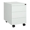 Schäfer Shop Pure Caisson mobile, 3 tiroirs, gorge de préhension latérale, l. 390 x P 590 x H 550 mm, acier gris clair, verrouillable