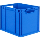 Schäfer Shop Pure Eurobox Serie Economy, Griffe offen, Kunststoff, B 400 x T 300 x H 320 mm, 30 l, blau