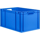 Schäfer Shop Pure Eurobox Serie Economy, Griffe offen, Kunststoff, B 600 x T 400 x H 320 mm, 65 l, blau