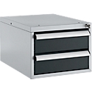 Schäfer Shop Pure Schubladenblock 411, für Arbeitstische AST31, links/rechts montierbar, 2 Schübe, abschließbar, bis 50 kg, Stahl, weißaluminium/anthrazit