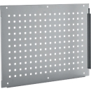 Schäfer Shop Pure Seitenblende für manuell höhenverstellbare Arbeitstische AST31, 38 x 10 mm Lochraster, bis 50 kg, Stahl, weißaluminium
