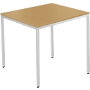 Schäfer Shop Pure Stahlrohrtisch, Quadrat, Quadratrohrfuß, B 800 x T 800 x H 720 mm, Buche/weißaluminium