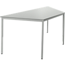 Schäfer Shop Pure Table en tube d'acier, forme trapèz, pied en tube carré, L 1600 x P 690 zéro x H 720 mm, gris clair/gris clair