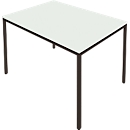 Schäfer Shop Pure Tafel van stalen buis, rechthoekig, voet van vierkante buis, B 1400 x D 800 zero x H 720 mm, lichtgrijs/zwart