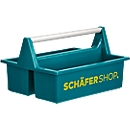 Schäfer Shop Pure Tragekasten Carry, 8 l, bis 4,5 kg, 2 Fächer mit Lineal, Bügelgriff, L 395 x B 290 x H 215 mm, Polypropylen, petrol