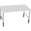 Schäfer Shop Pure werktafel AST31, handmatig in hoogte verstelbaar, melamine blad, 4-poot, tot 500 kg, B 1500 x D 800 x H 800-1030 mm, blank aluminium/lichtgrijs
