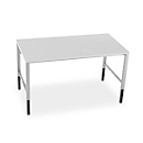 Schäfer Shop Pure werktafel AST31, handmatig in hoogte verstelbaar, melamine blad, 4-poot, tot 500 kg, B 1500 x D 800 x H 800-1030 mm, lichtgrijs/lichtgrijs