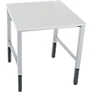 Schäfer Shop Pure werktafel AST31, handmatig in hoogte verstelbaar, melamine blad, 4-poots, tot 500 kg, B 750 x D 800 x H 800-1030 mm, blank aluminium/lichtgrijs