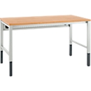 Schäfer Shop Pure werktafel AST31, handmatig in hoogte verstelbaar, multiplex blad, 4-poots, tot 500 kg, B 1500 x D 800 x H 805-1035 mm, lichtgrijs/beuken