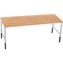 Schäfer Shop Pure werktafel AST31, handmatig in hoogte verstelbaar, multiplex blad, 4-poots, tot 500 kg, B 2000 x D 800 x H 805-1035 mm, lichtgrijs/beuken