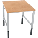 Schäfer Shop Pure werktafel AST31, handmatig in hoogte verstelbaar, multiplex blad, 4-poots, tot 500 kg, B 750 x D 800 x H 805-1035 mm, blank aluminium/beuken