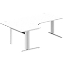 Schäfer Shop Pure Winkelschreibtisch PLANOVA BASIC, 90° Winkel links, C-Fuß, B 2000 x T 1200/800 x H 717 mm, weiß + Kabelkanal