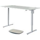 Schäfer Shop Select 2-tlg. Büromöbel-Set, Schreibtisch START UP, elektrisch höhenverstellbar, lichtgrau/weissaluminium 