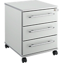 Schäfer Shop Select Archivador con ruedas Moxxo IQ 333, 3 cajones, An 410 x P 495 x Al 510 mm, con cerradura, gris luminoso