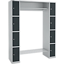 Schäfer Shop Select Armoire à casiers, avec étagère à chapeaux et tringle à vêtements, 2 x 4 compartiments, L 1735 x P 500 x H 1950 mm, aluminium blanc/gris anthracite 