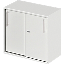Schäfer Shop Select Armoire à portes coulissantes à poser/relever Start Off, à hauteur de table, verrouillable, L 800 x P 420 x H 726 mm, gris clair/gris clair 