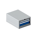 Schäfer Shop Select Armoire à tiroirs 18-27, 2 tiroirs (H 50/100mm), jusqu'à 75 kg, L 411 x P 572 x H 250 mm, bleu gentiane/aluminium blanc