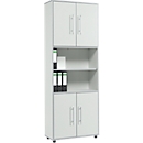 Schäfer Shop Select Armoire combinée Moxxo IQ, bois, 4 portes battantes, 2 compartiments ouverts, 6 HC, l. 801 x P 362 x H 2166 mm, gris clair 