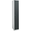 Schäfer Shop Select Armoire de vestiaire, 1 compartiment L 350 mm, 2 compartiments, étagère à chapeau et tringle à vêtements, verrouillable, aluminium blanc/anthracite.