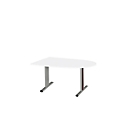 Schäfer Shop Select Besprechungstisch Planova Basic, Halbkreis, T-Fuß, B 1400 x T 1000 x H 717 mm, weiß/weißaluminium RAL 9006