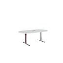 Schäfer Shop Select Besprechungstisch Planova Basic, mit Tischanschlussfeld, Oval, T-Fuss, B 2000 x T 1000 x H 717 mm, lichtgrau/weissaluminium RAL 9006