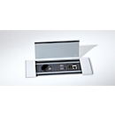 Schäfer Shop Select Besprechungstisch Planova Basic, mit Tischanschlussfeld, Rechteck, T-Fuß, B 1600 x T 800 x H 717 mm, lichtgrau/weißalu