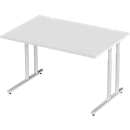 Schäfer Shop Select Bureau COMBITEC, rectangulaire, pied en C, L 1200 x P 800 x H 677-817 mm, gris clair/aluminium blanc