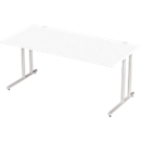 Schäfer Shop Select Bureau COMBITEC, rectangulaire, pied en C, L 1800 x P 800 x H 677-817 mm, blanc/aluminium blanc