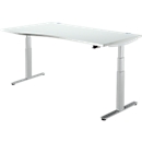 Schäfer Shop Select Bureau DRIVE UP 2, pieds en T, asymétrique, réglage élect. de la hauteur, gris clair/alu blanc 