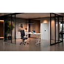 Schäfer Shop Select bureau, elektrisch in hoogte verstelbaar, B 1600 x D 800 x H 645-1290 mm, T-voet, lichtgrijs/blank aluminium + spiraalkabel