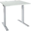 Schäfer Shop Select Bureau ERGO-T 2.0, carré, piétement en T, L 800 x P 800 x H 675-895 mm, gris clair/alu blanc