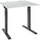 Schäfer Shop Select Bureau ERGO-T 2.0, carré, piétement en T, L 800 x P 800 x H 675-895 mm, gris clair/anthracite