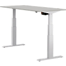 Schäfer Shop Select Bureau ERGO-T, réglage électrique de la hauteur, rectangulaire, pied en T, L 1200 x P 800 x H 640-1300 mm, gris clair/aluminium blanc