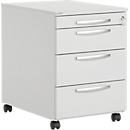 Schäfer Shop Select Caisson mobile LOGIN, 3 tiroirs, 1 tiroir à ustensiles, L 432 x P 580 x H 595 mm, verrouillage central, gris clair