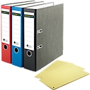 Schäfer Shop Select Classeurs à levier , format A4, 80 mm, 20 pièces, noir + bandes intercalaires GRATUITES, jaune, 100 pièces